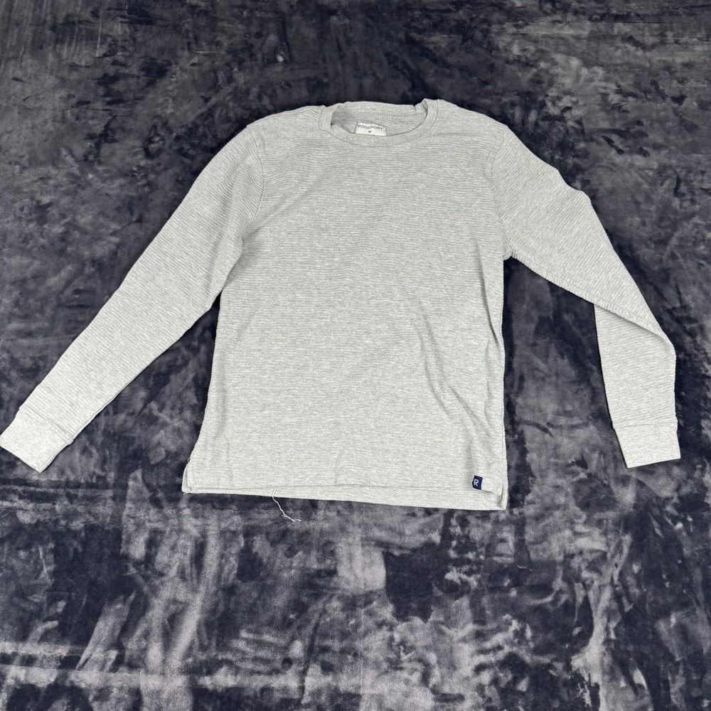 Rockport Long Sleeve Shirt Mens Size M Gray Premium Knit Ribbed Crewneck FS33953